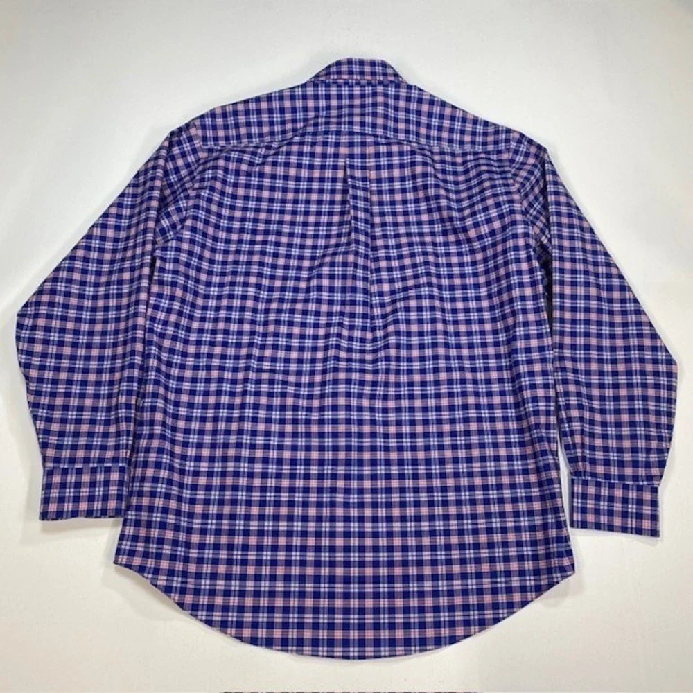Brooks Brothers Madison Fit Shirt Mens M Blue Red Plaid Non-Iron Stretch Supima - Picture 9 of 9